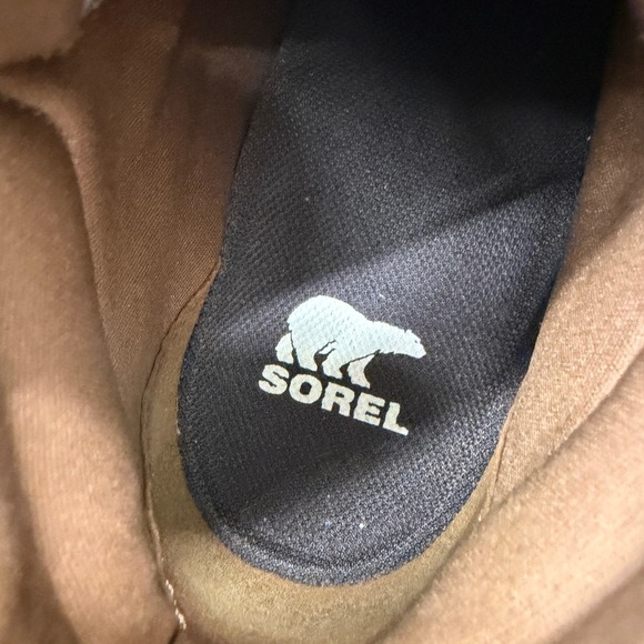 Sorel Evie Brown Suede Grey Felt Lace Up Wedge Ankle Booties Women's 7 - Picture 9 of 9